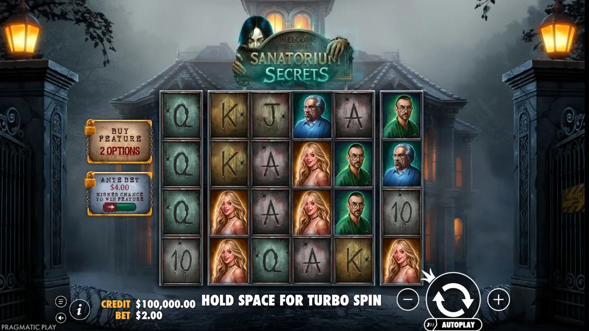 Cena atmosférica e sombria do jogo de slot Sanatorium Secrets