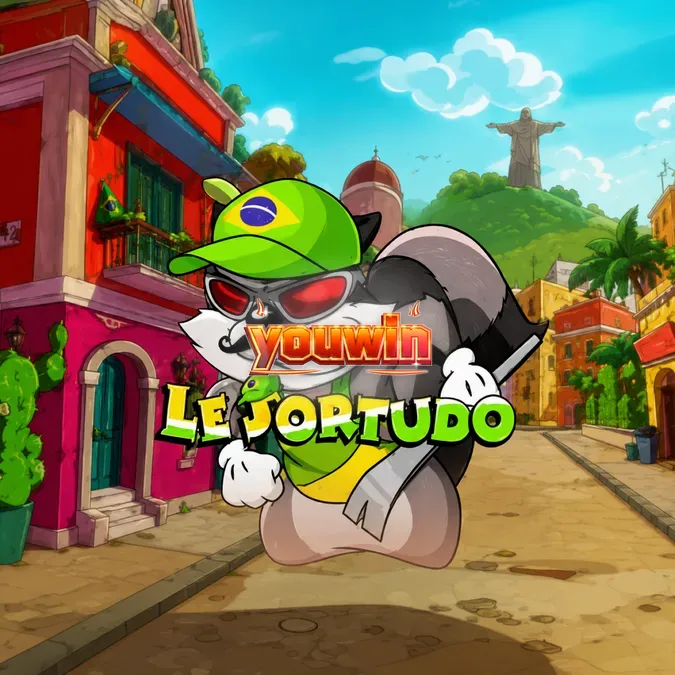 O guaxinim Smokey em uma rua brasileira ensolarada no jogo Le Sortudo
