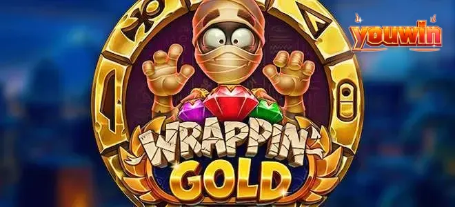 Cena temática do jogo Wrappin Gold com elementos egípcios e design de slot.